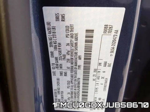 1FMCU0GDXJUB58670 фото 2