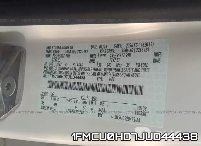 1FMCU0HD7JUD44438 фото 10
