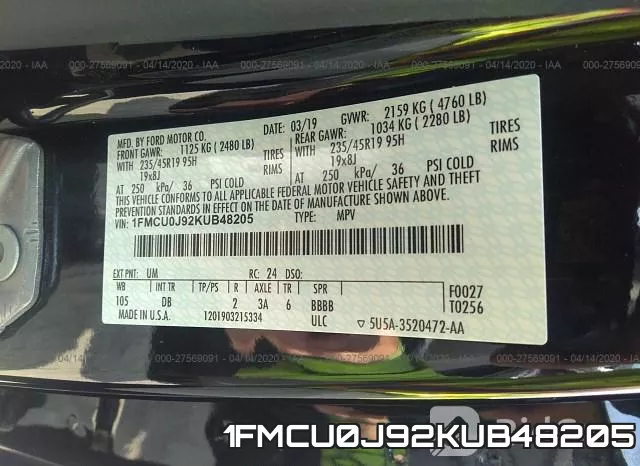 1FMCU0J92KUB48205 фото 10
