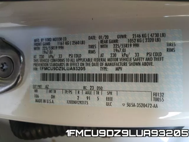 1FMCU9DZ9LUA93205 фото 2