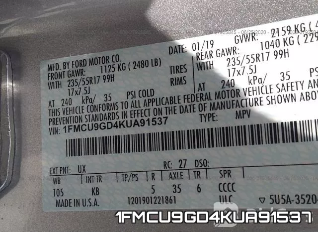 1FMCU9GD4KUA91537 фото 10
