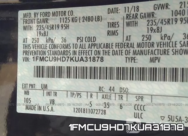 1FMCU9HD7KUA31878 фото 10