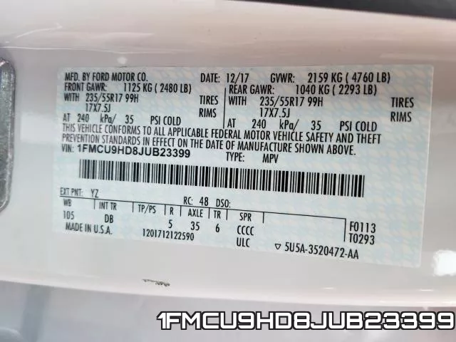 1FMCU9HD8JUB23399 фото 2
