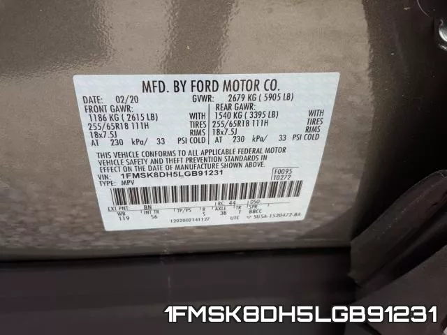 1FMSK8DH5LGB91231 фото 2