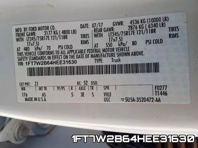 1FT7W2B64HEE31630 фото 2