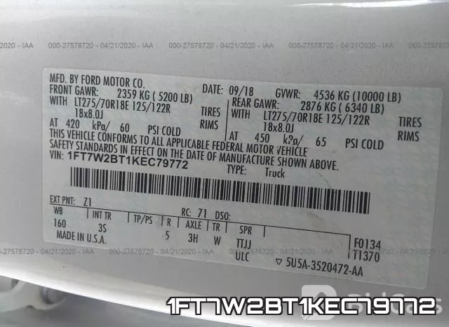 1FT7W2BT1KEC79772 фото 10
