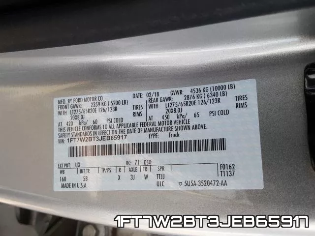1FT7W2BT3JEB65917 фото 2