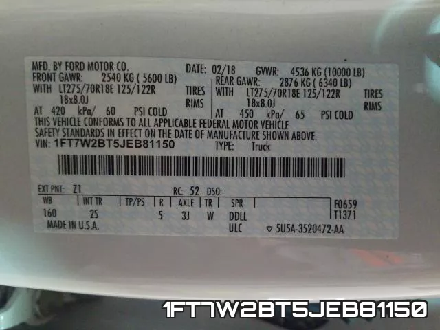 1FT7W2BT5JEB81150 фото 2