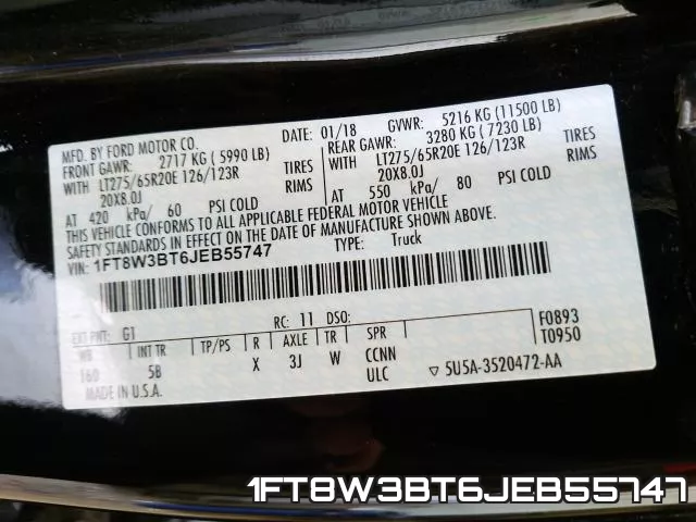 1FT8W3BT6JEB55747 фото 2