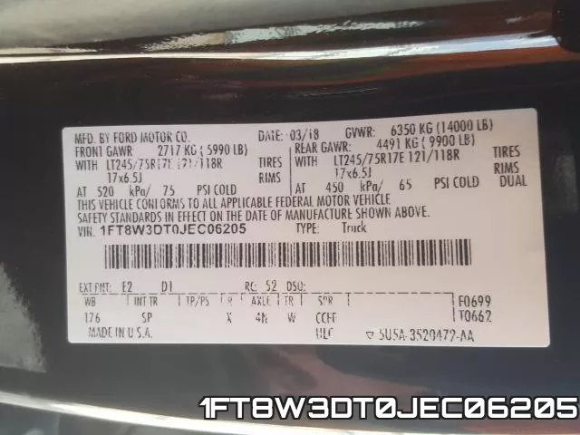 1FT8W3DT0JEC06205 фото 2