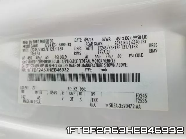 1FTBF2A63HEB46932 фото 2