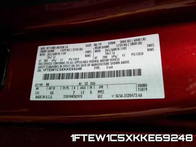 1FTEW1C5XKKE69248 фото 2