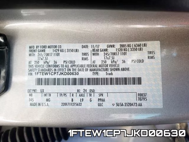 1FTEW1CP7JKD00630 фото 2