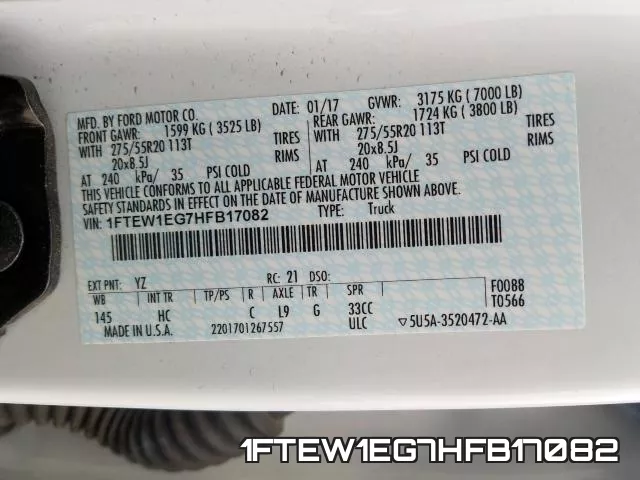 1FTEW1EG7HFB17082 фото 2