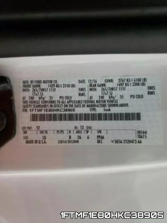1FTMF1E80HKC38905 фото 2