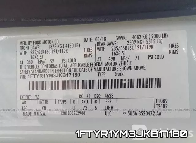1FTYR1YM3JKB17180 фото 10