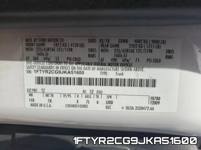1FTYR2CG9JKA51600 фото 2