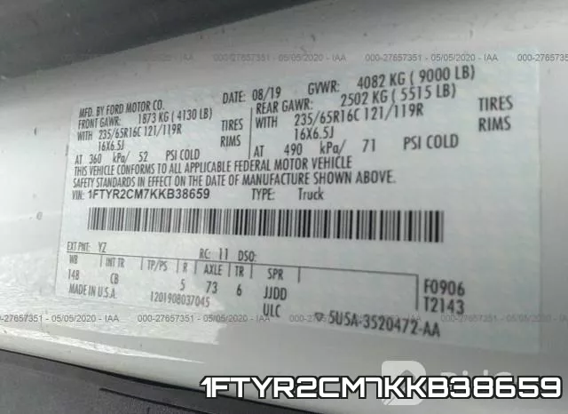 1FTYR2CM7KKB38659 фото 10