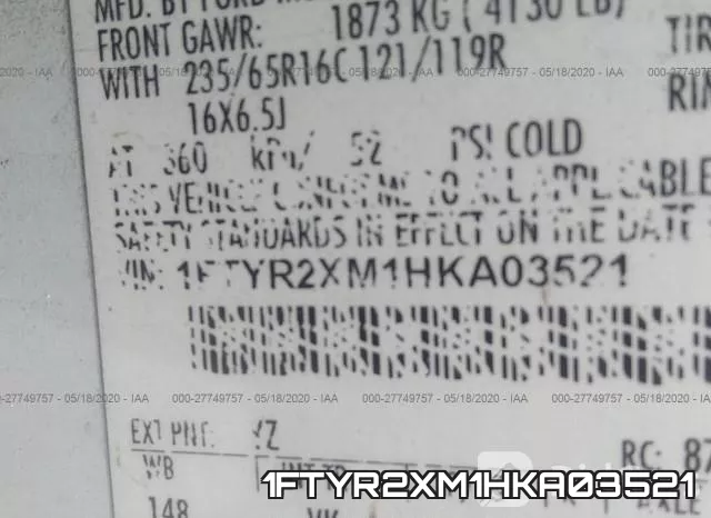 1FTYR2XM1HKA03521 фото 10