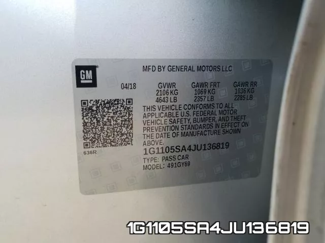1G1105SA4JU136819 фото 2