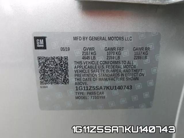 1G11Z5SA7KU140743 фото 2