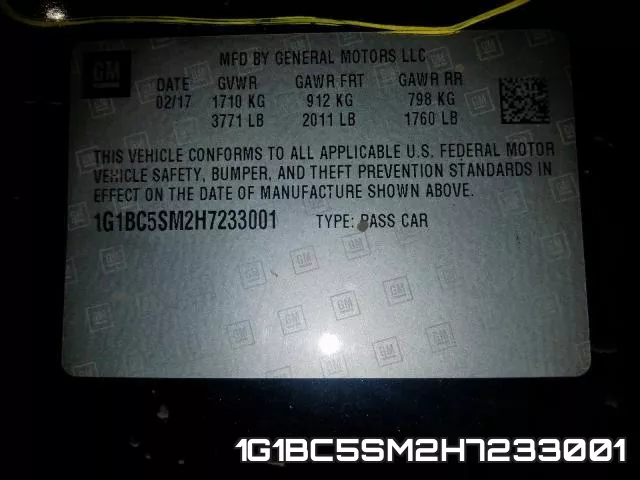1G1BC5SM2H7233001 фото 2