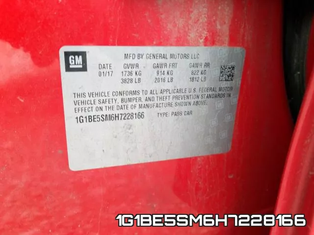 1G1BE5SM6H7228166 фото 2