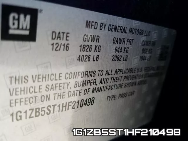 1G1ZB5ST1HF210498 фото 2