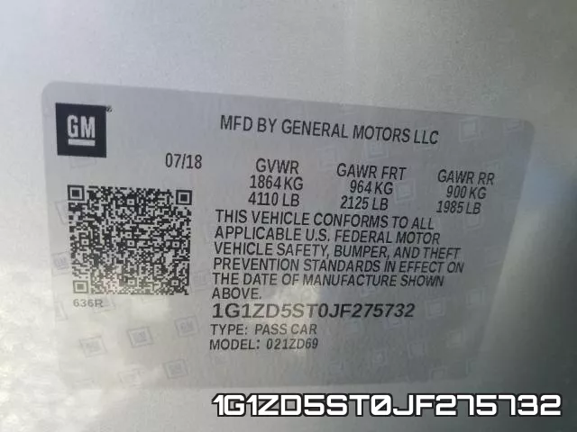 1G1ZD5ST0JF275732 фото 2