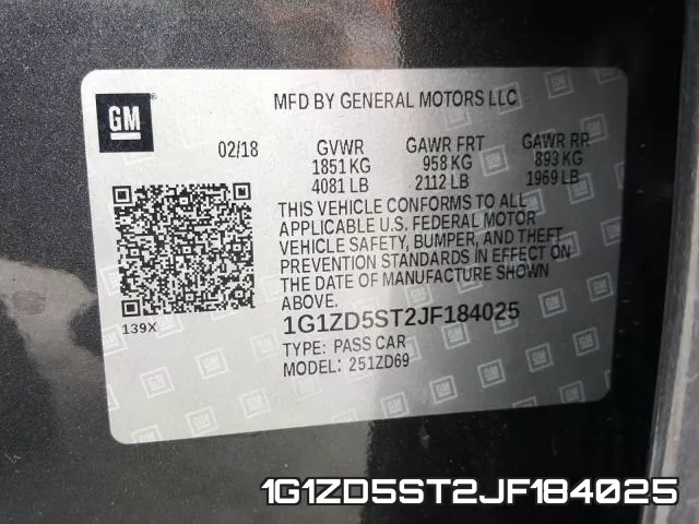 1G1ZD5ST2JF184025 фото 2