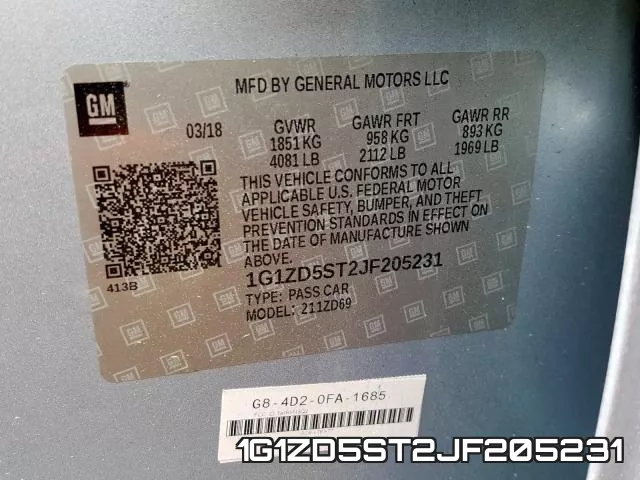 1G1ZD5ST2JF205231 фото 2
