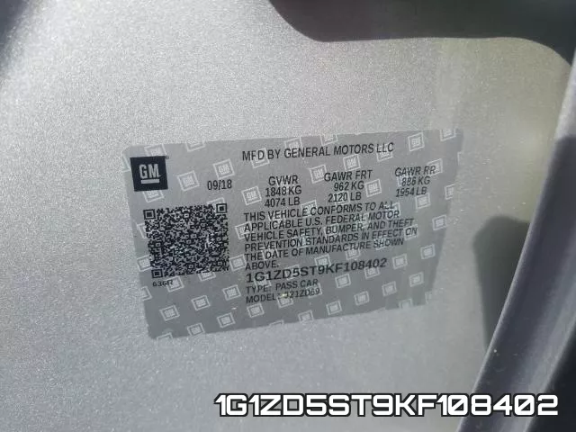 1G1ZD5ST9KF108402 фото 2