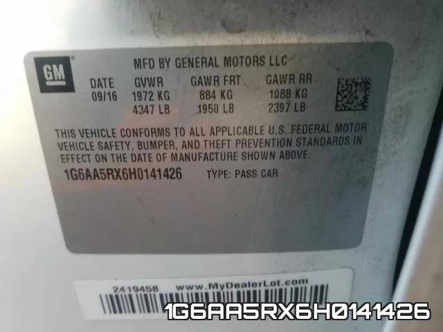1G6AA5RX6H0141426 фото 2