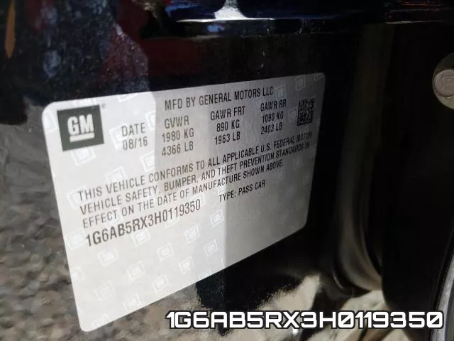 1G6AB5RX3H0119350 фото 2