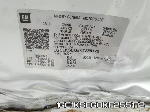 1GC1KSEG8KF255172 фото 2
