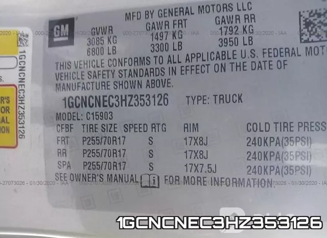 1GCNCNEC3HZ353126 фото 10
