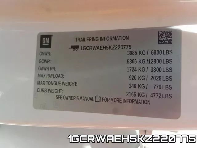 1GCRWAEH5KZ220775 фото 2