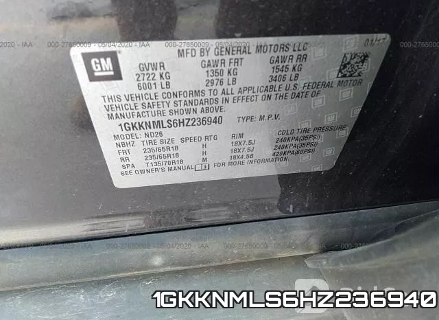 1GKKNMLS6HZ236940 фото 10