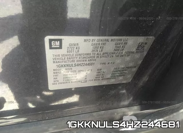 1GKKNULS4HZ244681 фото 10