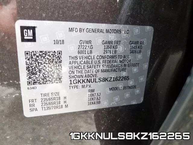 1GKKNULS8KZ162265 фото 2