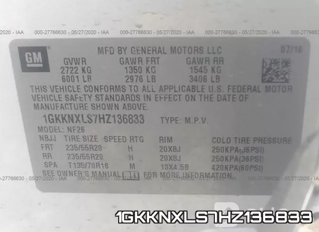 1GKKNXLS7HZ136833 фото 10