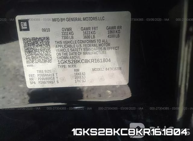 1GKS2BKC8KR161804 фото 10
