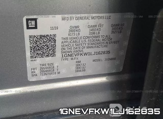 1GNEVFKW1LJ162835 фото 10