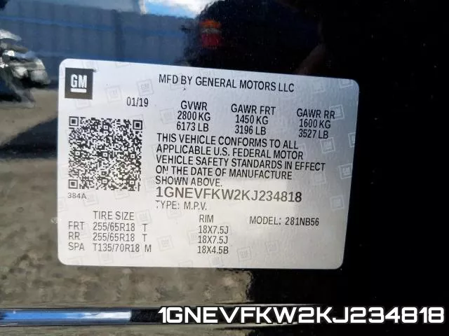 1GNEVFKW2KJ234818 фото 2