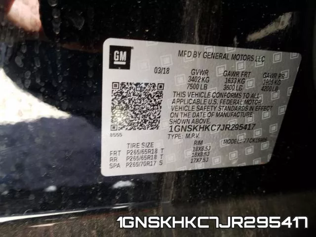1GNSKHKC7JR295417 фото 2
