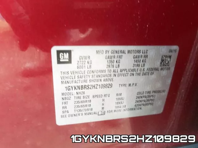 1GYKNBRS2HZ109829 фото 2