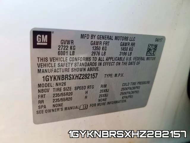 1GYKNBRSXHZ282157 фото 2