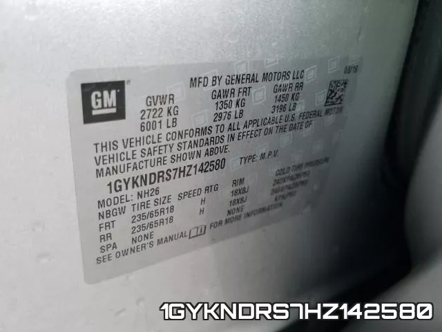 1GYKNDRS7HZ142580 фото 2