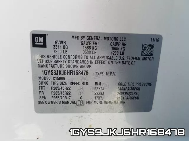 1GYS3JKJ6HR168478 фото 2