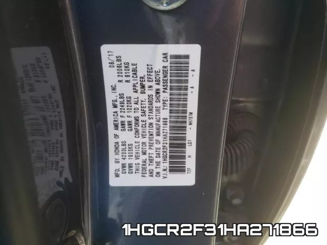 1HGCR2F31HA271866 фото 2